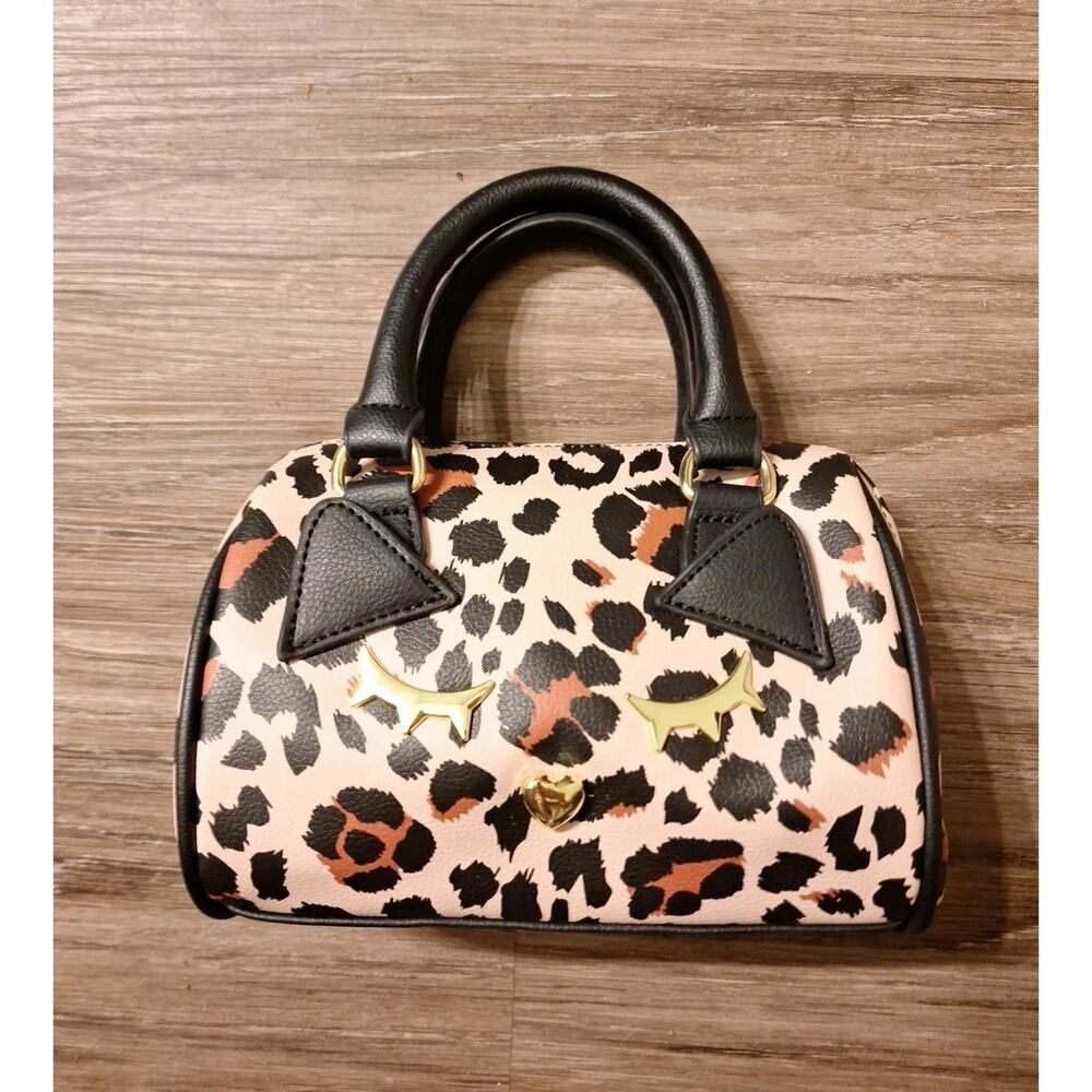 Betsey Johnson Leopard Print Satchel with Black Accents